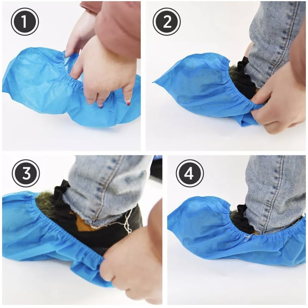 100Pcs Blue Disposable Shoe Covers Non-woven Non-Slip Resistant Dust proof NEW - Picture 4 of 5